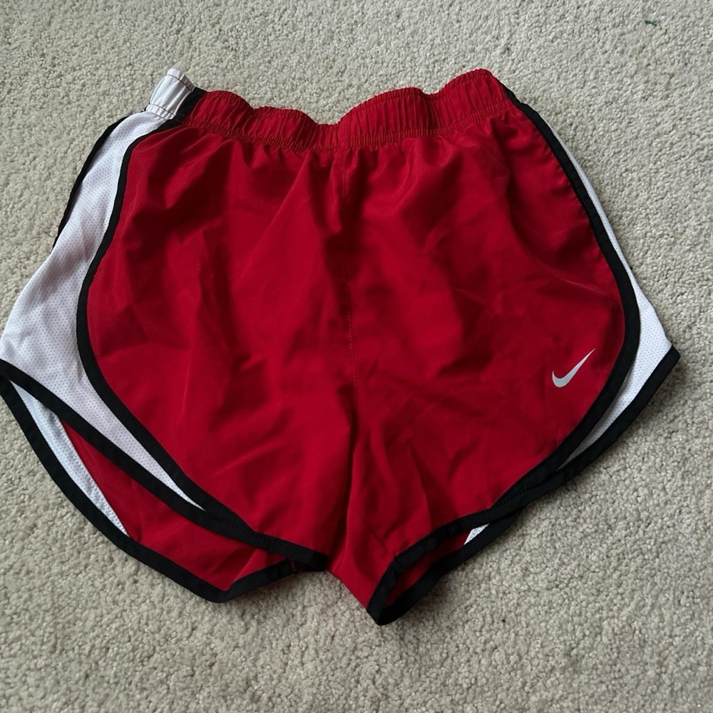 Nike Women's Red and White Athletic Shorts